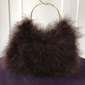 La Regale Brown feather bag